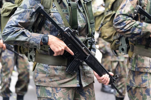 Salvador Bahía Brasil Septiembre 2022 Soldados Del Ejército Desfilando Día — Foto de Stock