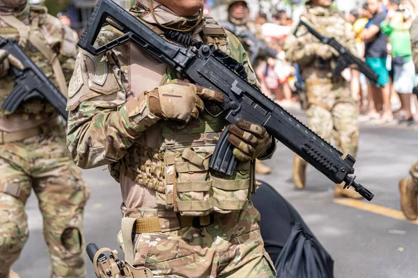 Salvador Bahia Brasil September 2022 Tentara Polisi Militer Bahia Sedang — Stok Foto