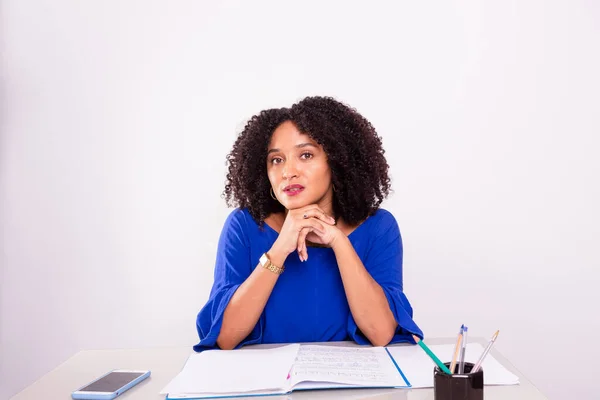 stock image Young business manager, in her home office, looking at the camera. Entrepreneur woman.