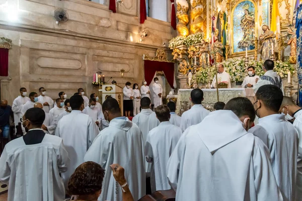 브라질 살바도르 2022 바히아 살바도르 이아에 경의를 표하기 사제들 신학생들 — 스톡 사진