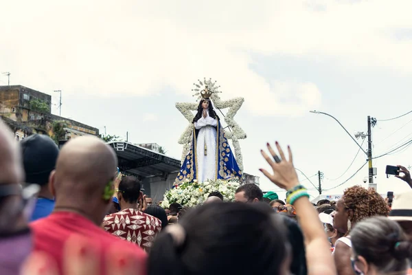 Salvador Bahia Brasilien December 2022 Hundratals Katolska Trogna Deltar Processionen — Stockfoto