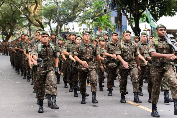 Salvador Bahia Brasile Settembre 2022 Soldati Dell Esercito Marciano Durante — Foto Stock