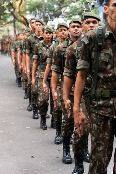 Salvador Bahia Brasil September 2022 Tentara Tentara Berbaris Selama Parade — Stok Foto