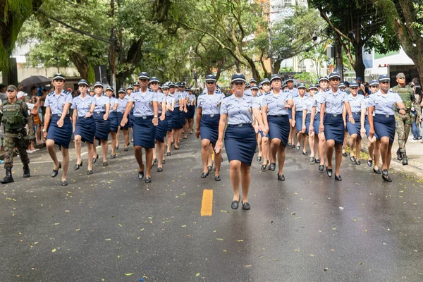 Salvador Bahia Brazília 2022 Szeptember Női Légierő Katonái Felvonulnak Brazil — Stock Fotó