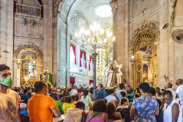 Salvador Bahia Brasil Diciembre 2022 Los Fieles Católicos Rezan Durante — Foto de Stock