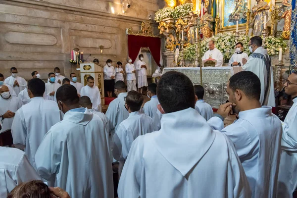 Salvador Bahia Brazil December 2022 Priests Seminarians Participate Mass Honour — 图库照片