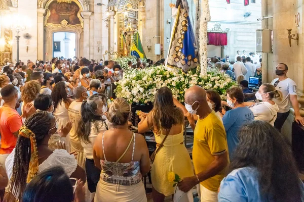 Salvador Bahia Brasilien December 2022 Hundratals Katolska Trogna Ber Hyllningen — Stockfoto