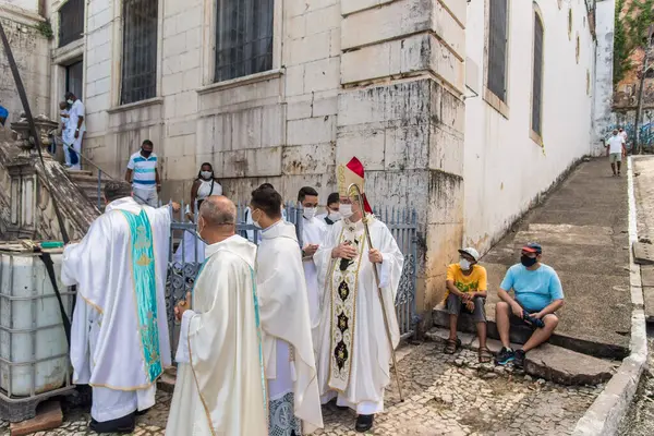 Salvador Bahía Brasil Diciembre 2022 Sacerdotes Seminaristas Preparan Para Misa — Foto de Stock