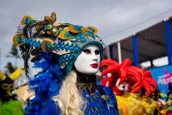 Salvador Bahia Brasil Fevereiro 2023 Pessoas Trajes Carnaval Venezianas São — Fotografia de Stock