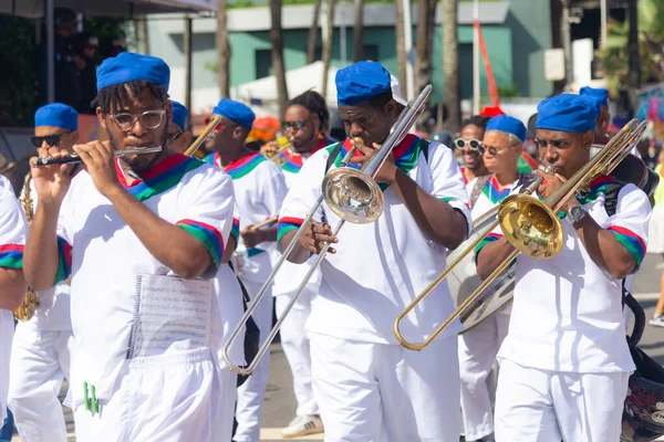 Salvador Bahia Brazil February 2023 Musicians Band Playing Brass Instruments — Stock Fotó