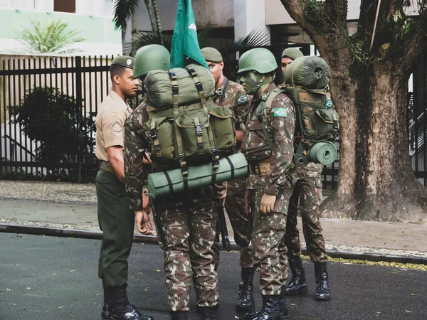 Salvador Bahia Brasil Setembro 2022 Tentara Dipersenjatai Dan Menunggu Dimulainya — Stok Foto