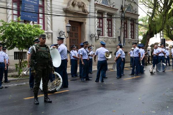Salvador Bahia Brazil Setembro 2022 Air Force Soldiers Equipped Standing — 图库照片