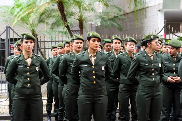 Salvador Bahia Brésil Setembro 2022 Des Femmes Officiers Armée Attendent — Photo