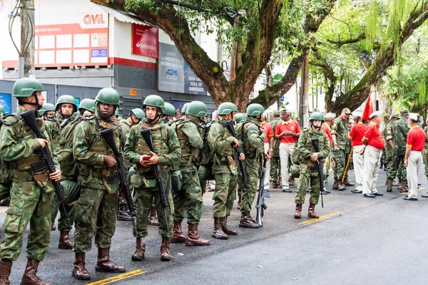 Σαλβαδόρ Bahia Βραζιλία Setembro 2022 Στρατός Στρατιώτες Είναι Εξοπλισμένα Και — Φωτογραφία Αρχείου