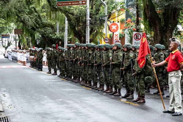 Salvador Bahia Brésil Setembro 2022 Des Soldats Armée Sont Équipés — Photo