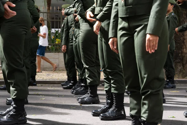 Salvador Bahia Brasilien Setembro 2022 Kvinnliga Arméofficerare Väntar Starten Brasiliens — Stockfoto