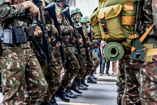 Salvador Bahia Brasil Setembro 2022 Desfile Soldados Del Ejército Brasileño — Foto de Stock