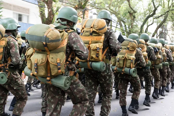Salvador Bahia Brasile Setembro 2022 Soldati Dell Esercito Brasiliano Sfilano — Foto Stock