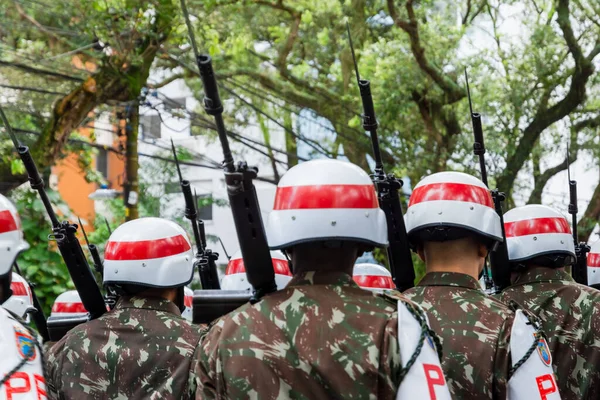 stock image Salvador, Bahia, Brazil - Setembro 07, 2022: Brazilian army soldiers parade during independence day in Brazil in the city of Salvador, Bahia.