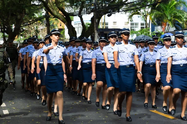 Salvador Bahia Brazylia Setembro 2022 Parada Żołnierzy Sił Powietrznych Kobiet — Zdjęcie stockowe