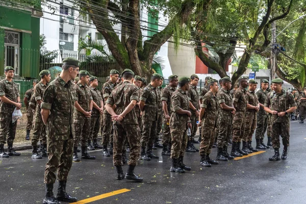 Salvador Bahía Brasil Setembro 2022 Soldados Del Ejército Están Equipados — Foto de Stock