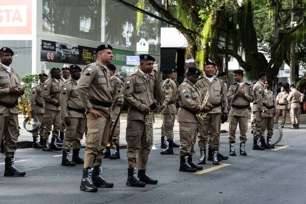 Salvador Bahia Brasil Setembro 2022 Soldados Policía Militar Bahía Están —  Fotos de Stock
