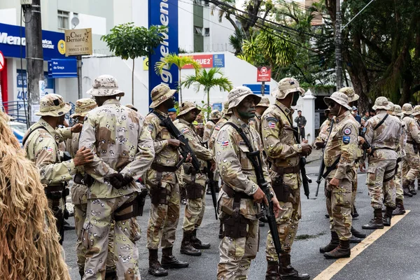 Salvador Bahia Brazil Setembro 2022 Soldiers Bahia Military Police Equipped — 图库照片