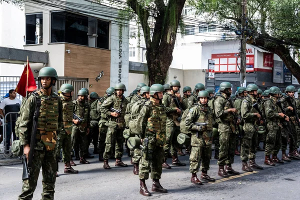 Salvador Bahia Brasil Setembro 2022 Los Soldados Del Ejército Están — Foto de Stock