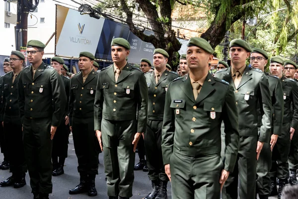 Salvador Bahia Brasil Setembro 2022 Oficiais Exército Aguardam Início Desfile — Fotografia de Stock