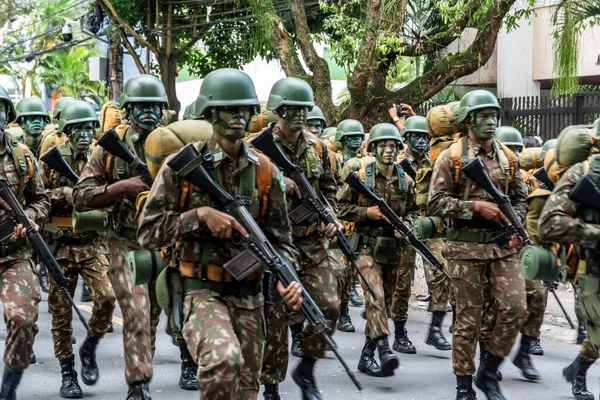 Salvador Bahia Brasilien September 2022 Parade Brasilianischer Soldaten Während Des — Stockfoto