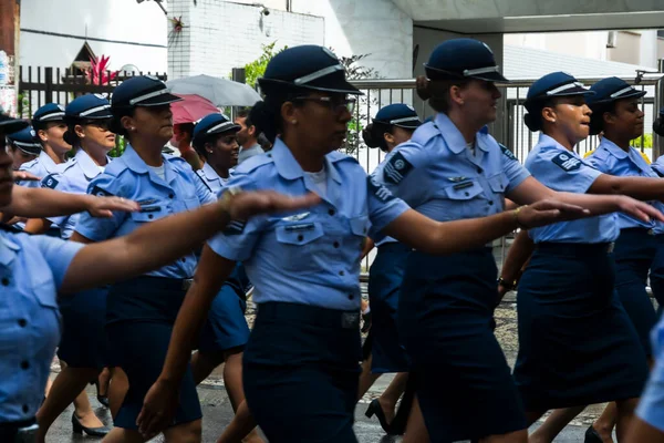 Salvador Bahia Brasilien September 2022 Soldatinnen Der Luftwaffe Marschieren Während — Stockfoto