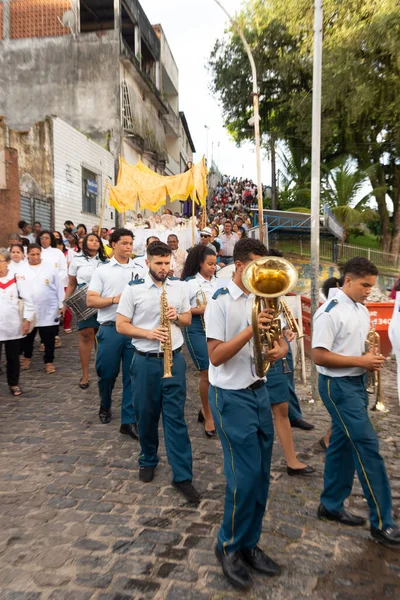 Salvador Bahia Brazylia Kwietnia 2023 Muzycy Grają Instrumentach Dętych Podczas — Zdjęcie stockowe