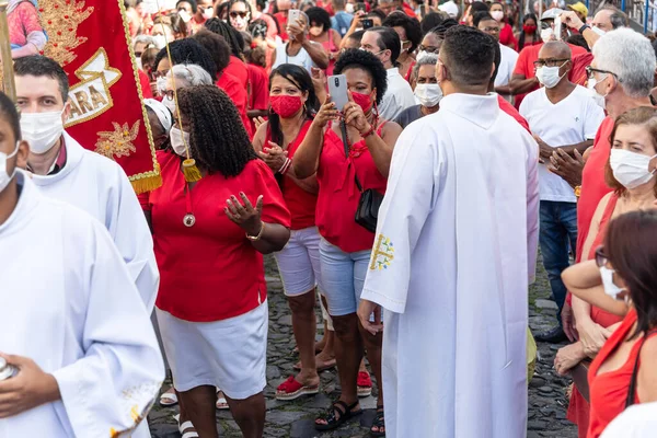 Salvador Bahia Brazil December 2022 People Participate Procession Santa Barbara — 图库照片