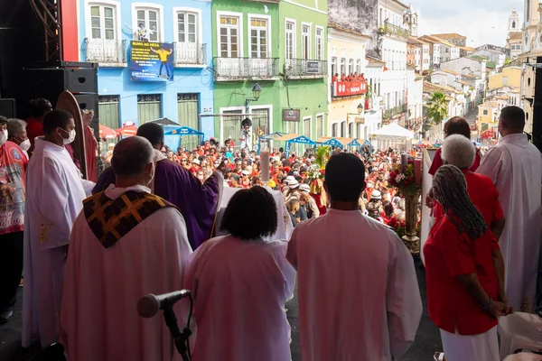 Salvador Bahia Brasil Diciembre 2022 Sacerdotes Celebran Misa Aire Libre — Foto de Stock