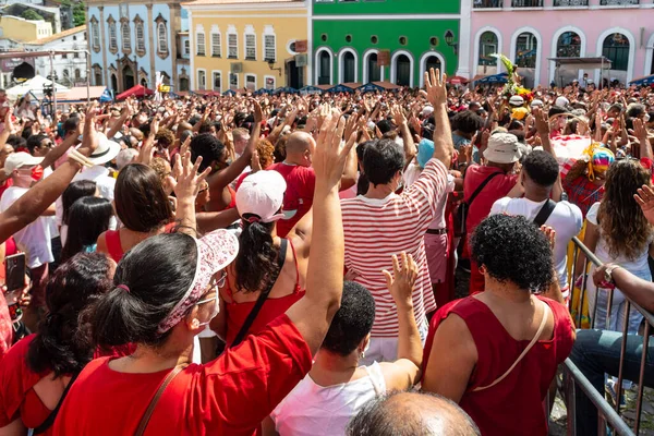 Salvador Bahía Brasil Diciembre 2022 Multitud Católicos Asiste Misa Honor — Foto de Stock