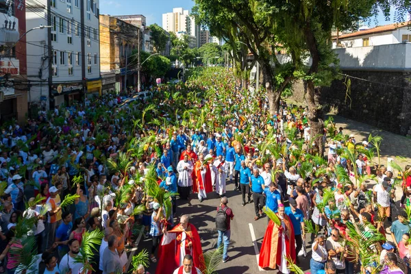 Salvador Bahía Brasil Abril 2023 Miles Católicos Participan Procesión Del —  Fotos de Stock