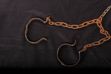 Old chains or handcuffs used to hold prisoners or slaves between 1600 and 1800. clipart