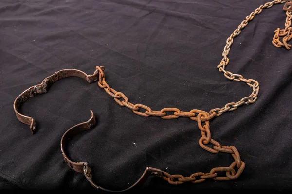 Old Chains Handcuffs Used Hold Prisoners Slaves 1600 1800 — Stock Photo, Image