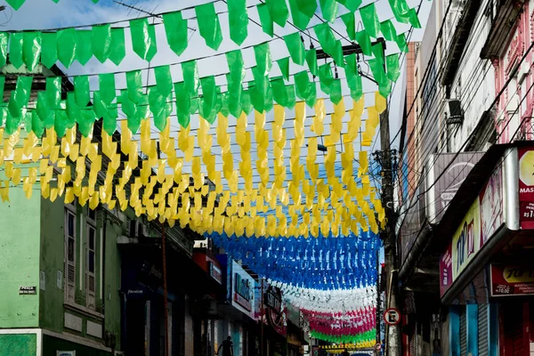 Valenca Bahia Brasil Junho 2022 Ruas Decoradas Com Bandeiras Coloridas — Fotografia de Stock