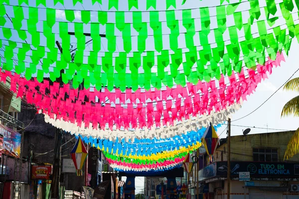 Valenca Bahia Brasil Junho 2022 Ruas Decoradas Com Bandeiras Coloridas — Fotografia de Stock
