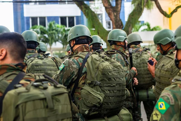 Salvador Bahia Brésil Septembre 2022 Des Soldats Armée Attendent Début — Photo