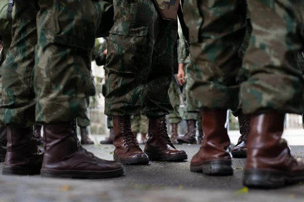 Salvador Bahia Brazylia Września 2022 Niski Widok Żołnierzy Armii Czekających — Zdjęcie stockowe