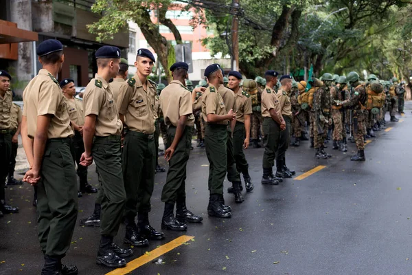 Salvador Bahía Brasil Septiembre 2022 Los Soldados Del Ejército Están — Foto de Stock