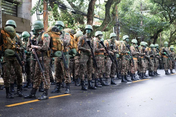 Salvador Bahia Brasilien September 2022 Soldaten Der Armee Warten Auf — Stockfoto