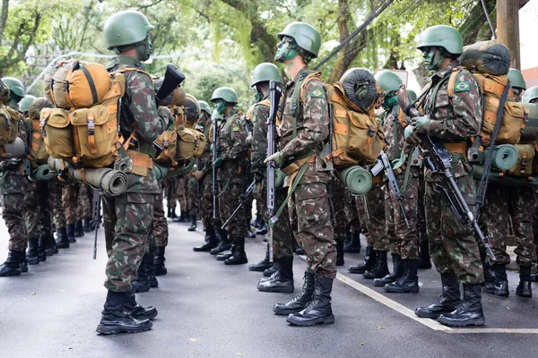 Salvador Bahia Brazil September 2022 Στρατός Στρατιώτες Περιμένουν Την Έναρξη — Φωτογραφία Αρχείου