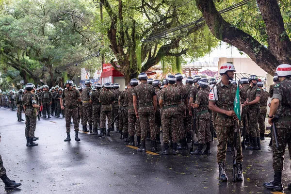 Salvador Bahia Brasil Setembro 2022 Soldados Exército São Vistos Prontos — Fotografia de Stock