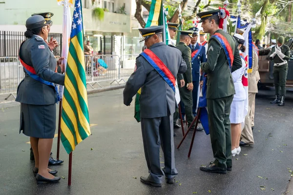 Salvador Bahia Brazília 2022 Szeptember Fegyveres Erők Katonái Várják Brazil — Stock Fotó