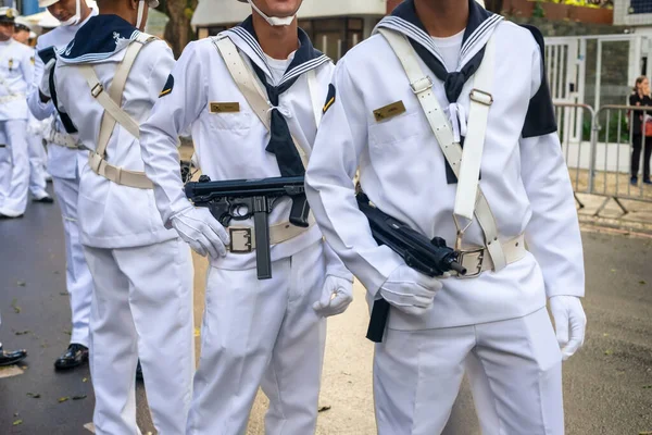 Salvador Bahia Brazylia Września 2022 Żołnierze Marynarki Wojennej Czekają Rozpoczęcie — Zdjęcie stockowe