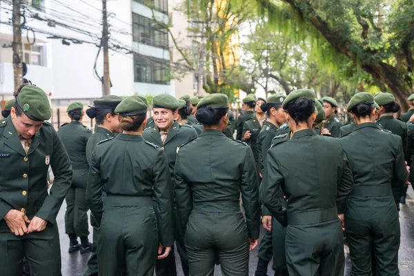 Сальвадор Баїя Бразилія Вересня 2022 Парад Сальвадорі Баїя Чекають Солдати — стокове фото