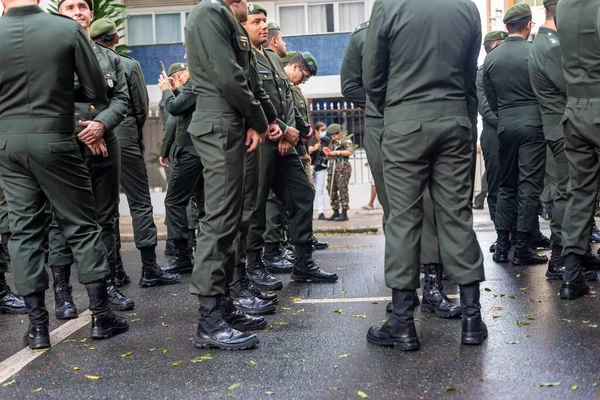 Salvador Bahia Brasil Setembro 2022 Soldados Exército Esperam Início Desfile — Fotografia de Stock
